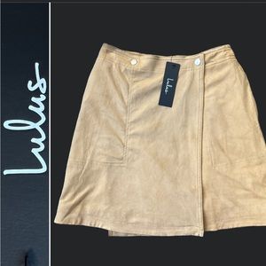 Lulus Let’s Wrap It Up Tan Suede Wrap Mini Skirt | Tan | Women’s XS